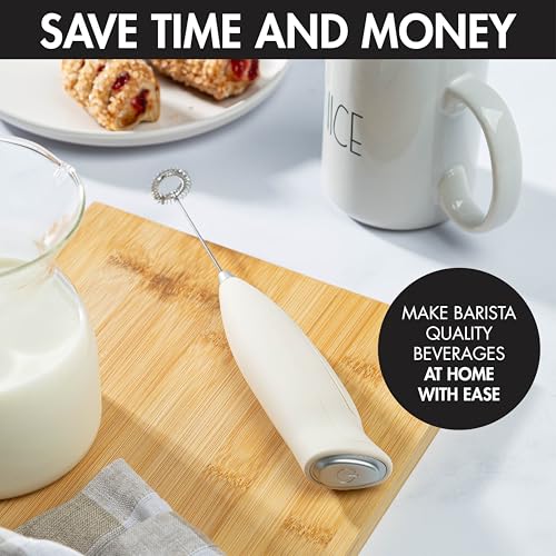 Primula Handheld Electric Milk Frother, Powerful Motored Whisk, Portable Battery-Powered Mini Drink Mixer for Latte, Cappuccino, Matcha & More, Cream - My Kitchen Products
