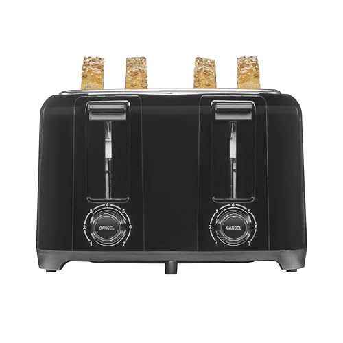 Proctor Silex 4 Slice Toaster with Extra Wide Slots for Bagels, Cool-Touch Walls, Shade Selector With 7 Browning Levels, Toast Boost, Auto Shut-off and Cancel Button, Black (24215PS) - My Kitchen Products