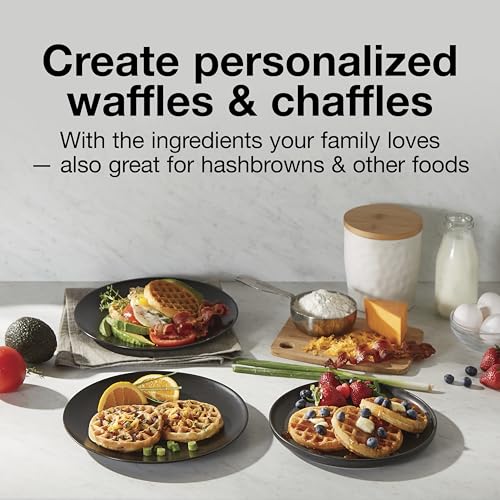 Proctor Silex Double Mini Waffle Maker Machine with 4” Round Non-stick Grids, Makes 2 Personalized Individual Breakfast Keto Chaffles and Hashbrowns, Compact, Black (26102) - My Kitchen Products