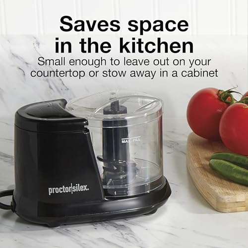 Proctor Silex Durable Electric Vegetable Chopper & Mini Food Processor for Chopping, Puree & Emulsify, 1.5 Cup, Black - My Kitchen Products