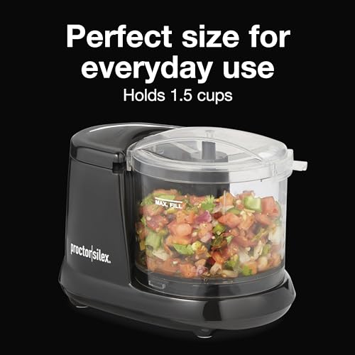 Proctor Silex Durable Electric Vegetable Chopper & Mini Food Processor for Chopping, Puree & Emulsify, 1.5 Cup, Black - My Kitchen Products