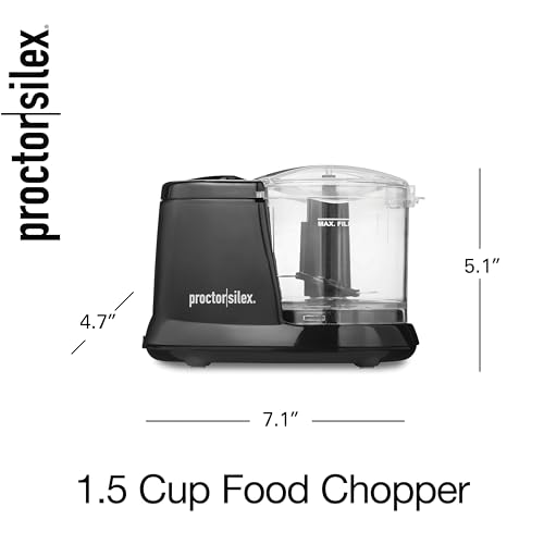 Proctor Silex Durable Electric Vegetable Chopper & Mini Food Processor for Chopping, Puree & Emulsify, 1.5 Cup, Black - My Kitchen Products