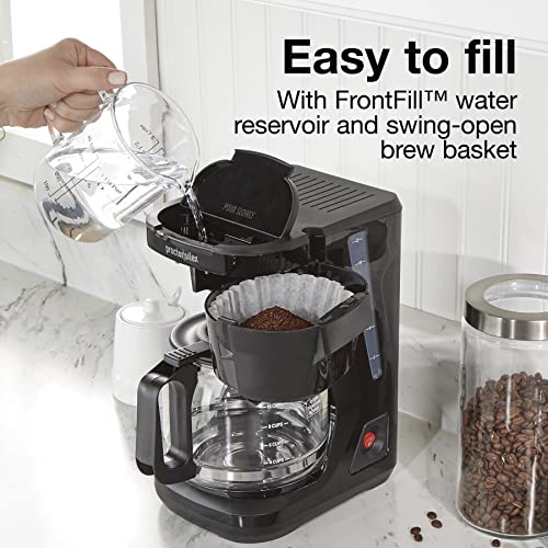 Proctor Silex FrontFill Drip Coffee Maker, 12 Cup Glass Carafe, Black and Silver (43680PS) - My Kitchen Products