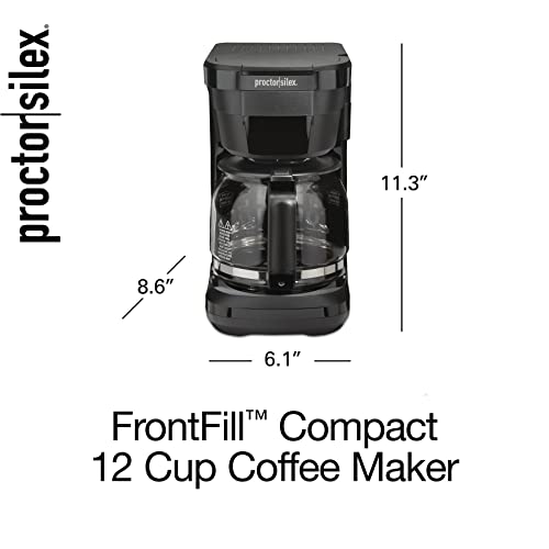Proctor Silex FrontFill Drip Coffee Maker, 12 Cup Glass Carafe, Black and Silver (43680PS) - My Kitchen Products