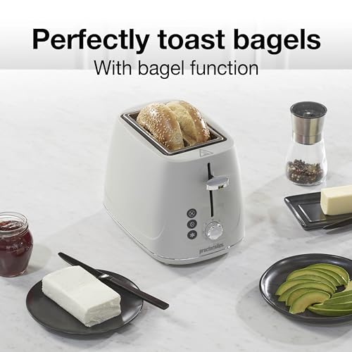 Proctor Silex Plastic 2 Slice Toaster, Bagel, Defrost & Cancel Buttons, Browning Control With 7 Shades, Auto Shutoff, Slide-Out Crumb Tray, Oat White (22660) - My Kitchen Products