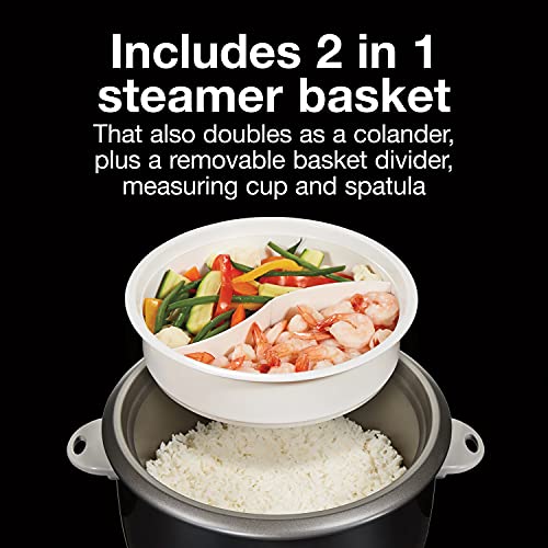 Proctor Silex Rice Cooker & Food Steamer, 30 Cups Cooked (15 Cups Uncooked), Includes Steam and Rinsing Basket, Black (37555) - My Kitchen Products