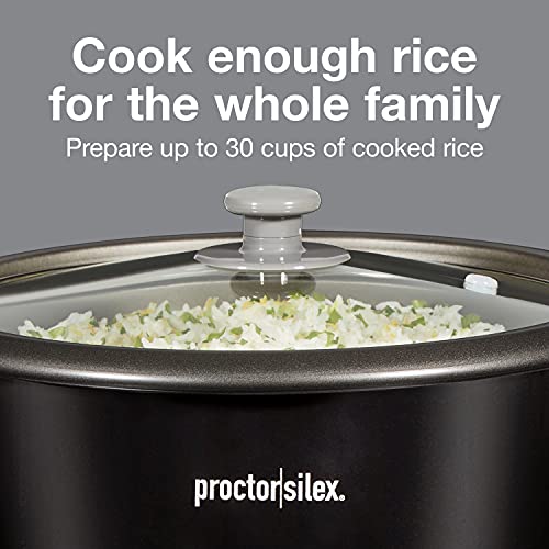 Proctor Silex Rice Cooker & Food Steamer, 30 Cups Cooked (15 Cups Uncooked), Includes Steam and Rinsing Basket, Black (37555) - My Kitchen Products