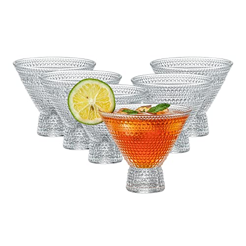PTSTING Martini Glasses (Set of 6) Vintage Cocktail Glasses Bar Glasses (7.8oz) for Martini,Cocktail,Margarita,Cosmopolitan