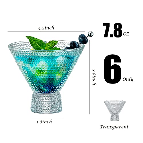 PTSTING Martini Glasses (Set of 6) Vintage Cocktail Glasses Bar Glasses (7.8oz) for Martini,Cocktail,Margarita,Cosmopolitan for Manhattan, Brandy - My Kitchen Products