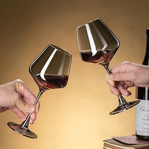 PTSTING Wine Glasses 15.5oz Grey Wine Glasses Set of 4 Burgundy Wine Glasses for Wine Tasting, Wedding Gift, Anniversary, Christmas, Birthday - My Kitchen Products