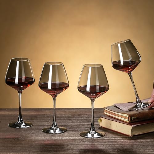 PTSTING Wine Glasses 15.5oz Grey Wine Glasses Set of 4 Burgundy Wine Glasses for Wine Tasting, Wedding Gift, Anniversary, Christmas, Birthday - My Kitchen Products