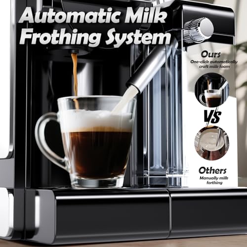 PULZO Espresso Machine with Integrated Automatic Milk Frother, capsule coffee maker for K*cup capsule/Ne*s Original/coffee powder, One Touch Latte & Cappuccino - My Kitchen Products