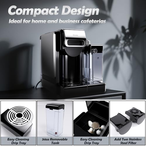 PULZO Espresso Machine with Integrated Automatic Milk Frother, capsule coffee maker for K*cup capsule/Ne*s Original/coffee powder, One Touch Latte & Cappuccino - My Kitchen Products