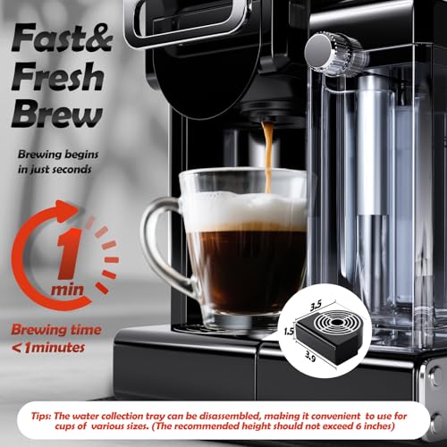 PULZO Espresso Machine with Integrated Automatic Milk Frother, capsule coffee maker for K*cup capsule/Ne*s Original/coffee powder, One Touch Latte & Cappuccino - My Kitchen Products