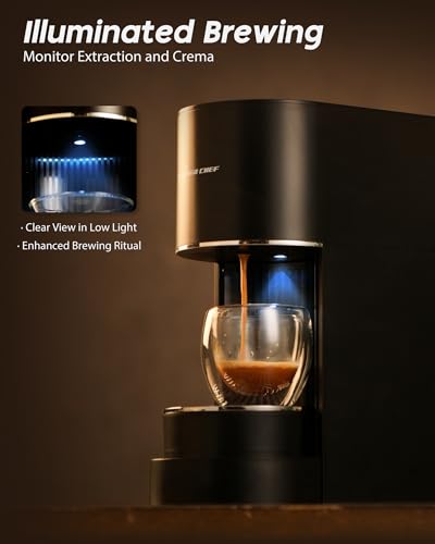PURHUGO CHEF Espresso Machine Coffee Makers, Compatible with Nespresso Original Pods, One-Touch with Illuminated Brew Zone, 20 Bar Pump, 33.8oz Removable Tank, Compact Design, CM-C07-A - My Kitchen Products
