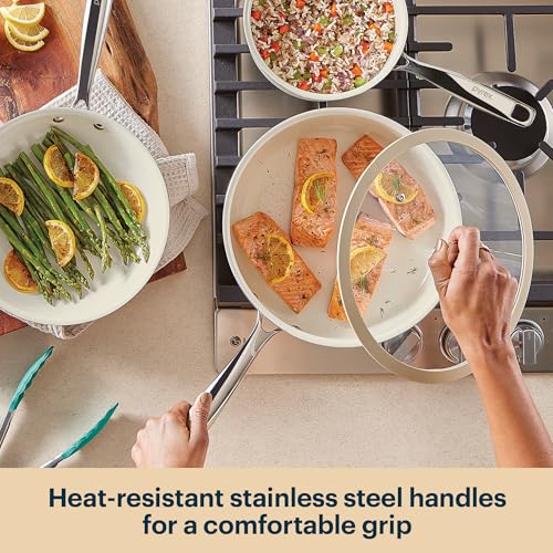 Pyrex 8-Piece Ceramic Cookware Set, Pots and Pans with Lids & Stainless Steel Handles, Healthy Nonstick Ceramic Coating, Induction Compatible Stainless Steel, PFAS Lead Cadmium BPA Free - My Kitchen Products