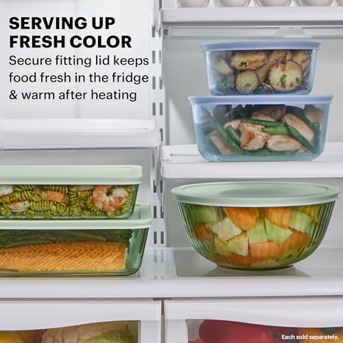 Pyrex Colors Tinted (3-Pack, Full Set) Sculpted Tinted Glass Mixing Bowls With Plastic Lids, Nesting Space Saving Set of Bowls For Prepping and Baking, 1.3QT, 2.3QT & 4.5QT - My Kitchen Products