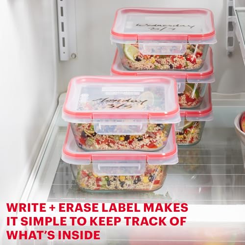 Pyrex Freshlock (5-Pack, 4 Cup) Glass Food Storage Containers Set, Airtight & Leakproof Plastic Locking Lids BPA-Free, Meal Prep Containers Set, Freezer Dishwasher Microwave Safe - My Kitchen Products