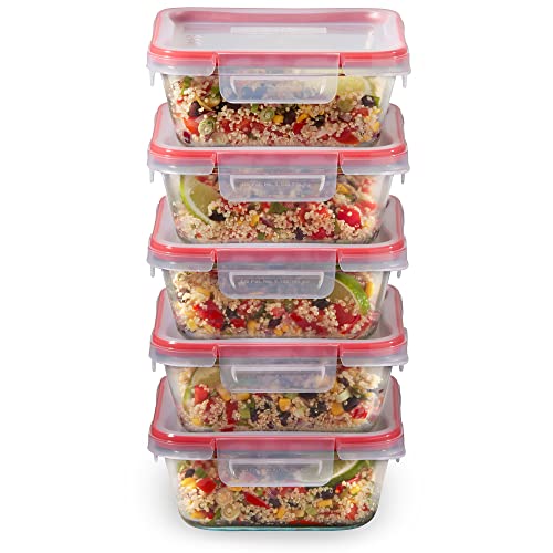 Pyrex Freshlock (5-Pack, 4 Cup) Glass Food Storage Containers Set, Airtight & Leakproof Plastic Locking Lids BPA-Free, Meal Prep Containers Set, Freezer Dishwasher Microwave Safe - My Kitchen Products