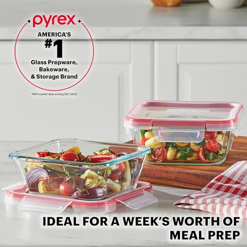 Pyrex Freshlock (5-Pack, 4 Cup) Glass Food Storage Containers Set, Airtight & Leakproof Plastic Locking Lids BPA-Free, Meal Prep Containers Set, Freezer Dishwasher Microwave Safe - My Kitchen Products