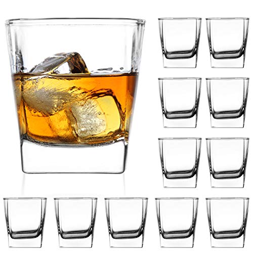 QAPPDA Heavy Base Whiskey Glasses, 8 oz Set of 12, Premium Quality Glass, Classic Design, Ideal for Whiskey, Vodka