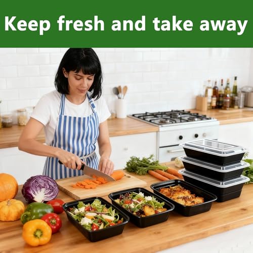 Qewro 10Pack 35oz Meal Prep Containers Disposable Food Storage Containers with Lids, 1-Compartment Food Storage Plastic Stackable To Go Boxes Microwave, Freezer, Dishwasher Safe - My Kitchen Products