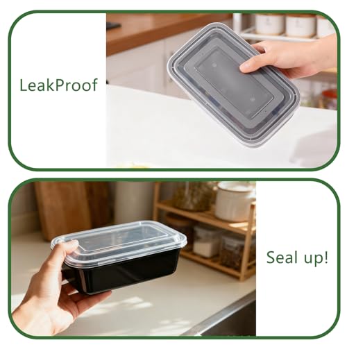 Qewro 10Pack 35oz Meal Prep Containers Disposable Food Storage Containers with Lids, 1-Compartment Food Storage Plastic Stackable To Go Boxes Microwave, Freezer, Dishwasher Safe - My Kitchen Products