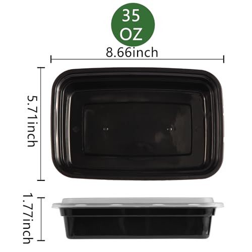 Qewro 10Pack 35oz Meal Prep Containers Disposable Food Storage Containers with Lids, 1-Compartment Food Storage Plastic Stackable To Go Boxes Microwave, Freezer, Dishwasher Safe - My Kitchen Products