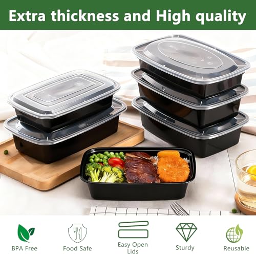Qewro 10Pack 35oz Meal Prep Containers Disposable Food Storage Containers with Lids, 1-Compartment Food Storage Plastic Stackable To Go Boxes Microwave, Freezer, Dishwasher Safe - My Kitchen Products