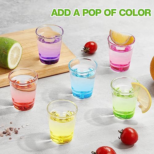 Qipecedm 6 Pack Heavy Base Shot Glasses Set, 1.6 oz Colorful Shot Bulk, Clear Shot Glass, Tequila Cups Small Glass, Shot Glasses for Whiskey, Tequila, Vodka, Spirits & Liquors - My Kitchen Products