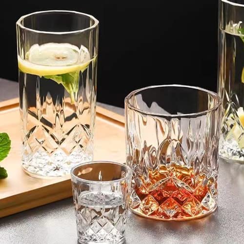 Qipecedm Drinking Glasses, 8 Piece Crystal Glass Cups, Mixed Glassware Set, 4 pcs Crystal Old Fashioned 11oz Highballs and 4 pcs 11oz Whiskey Glasses, Great for Cocktail, Whisky and other Beverages - My Kitchen Products