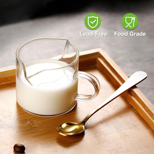 Qipecedm Espresso Cups Set of 2, 4 OZ Double Spouts Cups, Shot Glasses, Milk Cup with Handle, Clear Glass, Espresso Accessories for Machine, Small - My Kitchen Products