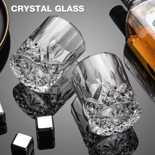 Qipecedm Old Fashioned Whiskey Glasses, Set of 4 (2 Crystal Bourbon Glasses, 2 Round Big Ice Ball Molds) In Gift Box - 11 Oz Rocks Glass, Barware for Scotch Cocktail Rum Vodka Liquor, Gifts for Men - My Kitchen Products