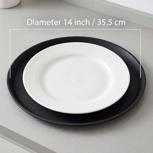 QWORK 14-Inch Round Non-Slip Serving Tray Set – 4Pack Rubber Surface Drink & Meal Carrier for Home, Café & Catering - My Kitchen Products