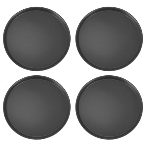 QWORK 16-Inch Round Non-Slip Serving Trays - 4 Pack Rubber Surface Plastic Tray Set for Restaurant, Café & Bar