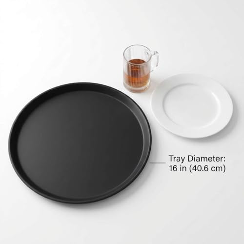 QWORK 16-Inch Round Non-Slip Serving Trays – 4 Pack Rubber Surface Plastic Tray Set for Restaurant, Café & Bar - My Kitchen Products