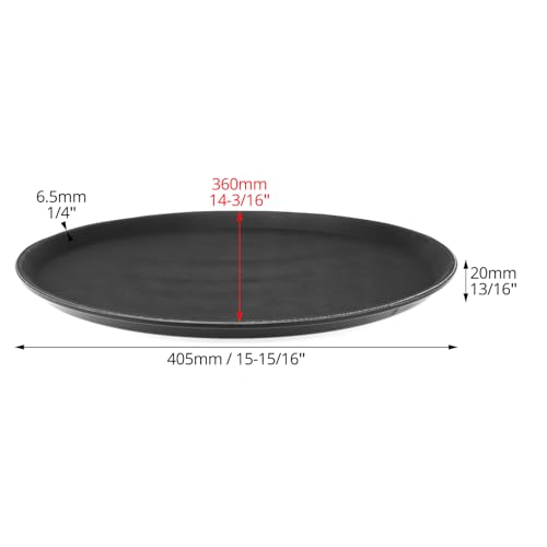 QWORK 16-Inch Round Non-Slip Serving Trays – 4 Pack Rubber Surface Plastic Tray Set for Restaurant, Café & Bar - My Kitchen Products