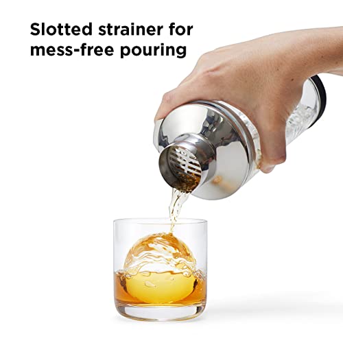 Rabbit 18 oz Glass Cocktail Shaker with Printed Measurements, Multi-Use Stainless Steel Topper with 1.5 oz Jigger Cap and Strainer, 3.94 x 3.54 x 9.06 IN - My Kitchen Products