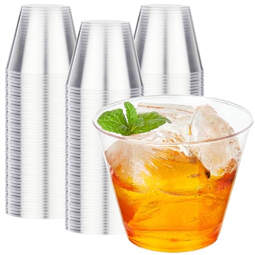 RACETOP 200 Pack 9 oz Clear Plastic Cups for Party, Disposable Clear Cup, Disposable Cups, Wine Glasses