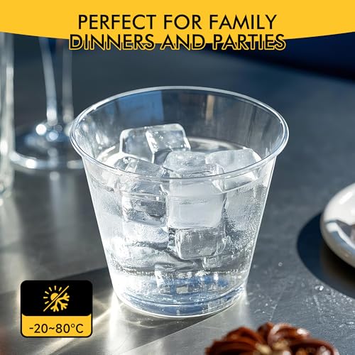 RACETOP 200 Pack 9 oz Clear Plastic Cups for Party, Disposable Clear Cup, Disposable Cups, Wine Glasses Cups, Plastic Cocktail Glasses - My Kitchen Products
