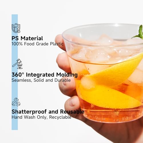 RACETOP 9 oz Clear Plastic Cups 100 packs, Disposable Plastic Party Cups Tumblers, Cocktail Cups, Perfect for Parties, Wedding and Events - My Kitchen Products