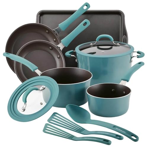 Rachael Ray 14747 11-Piece Nonstick Cookware Set - Blue - My Kitchen Products