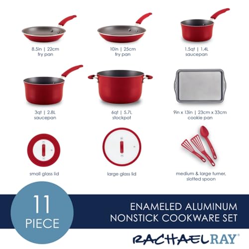 Rachael Ray 14753 11-Piece Nonstick Cookware Set - Red - My Kitchen Products