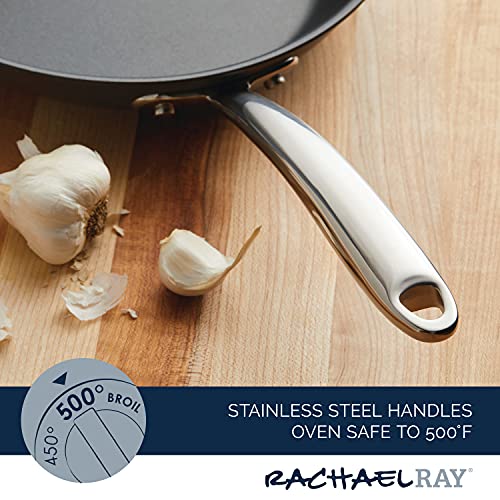 Rachael Ray 70033 Professional Stainless Steel/Hard Anodized Nonstick Cookware Pots and Pans Set, 11 Piece - Gray and Silver - My Kitchen Products