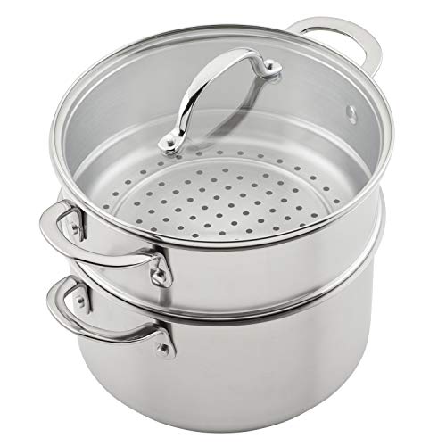 Rachael Ray 70033 Professional Stainless Steel/Hard Anodized Nonstick Cookware Pots and Pans Set, 11 Piece - Gray and Silver - My Kitchen Products