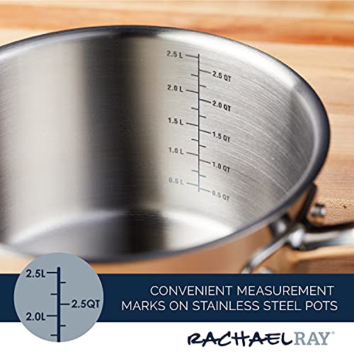 Rachael Ray 70033 Professional Stainless Steel/Hard Anodized Nonstick Cookware Pots and Pans Set, 11 Piece - Gray and Silver - My Kitchen Products
