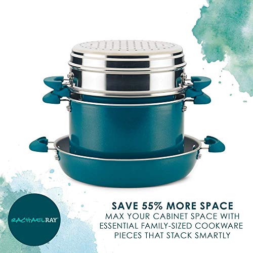 Rachael Ray 8-Piece Aluminum Cookware Set, Teal Shimmer - My Kitchen Products