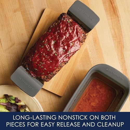 Rachael Ray Bakeware Meatloaf/Nonstick Baking Loaf Pan with Insert, 9 Inch x 5 Inch, Gray - My Kitchen Products