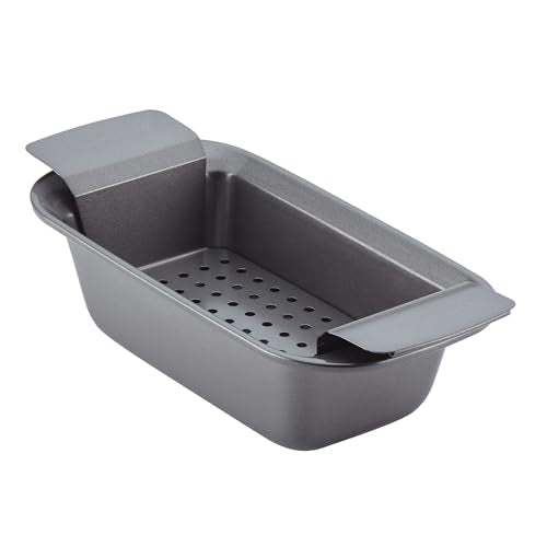 Rachael Ray Bakeware Meatloaf/Nonstick Baking Loaf Pan with Insert, 9 Inch x 5 Inch, Gray - My Kitchen Products
