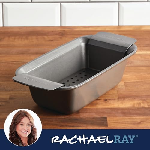 Rachael Ray Bakeware Meatloaf/Nonstick Baking Loaf Pan with Insert, 9 Inch x 5 Inch, Gray - My Kitchen Products
